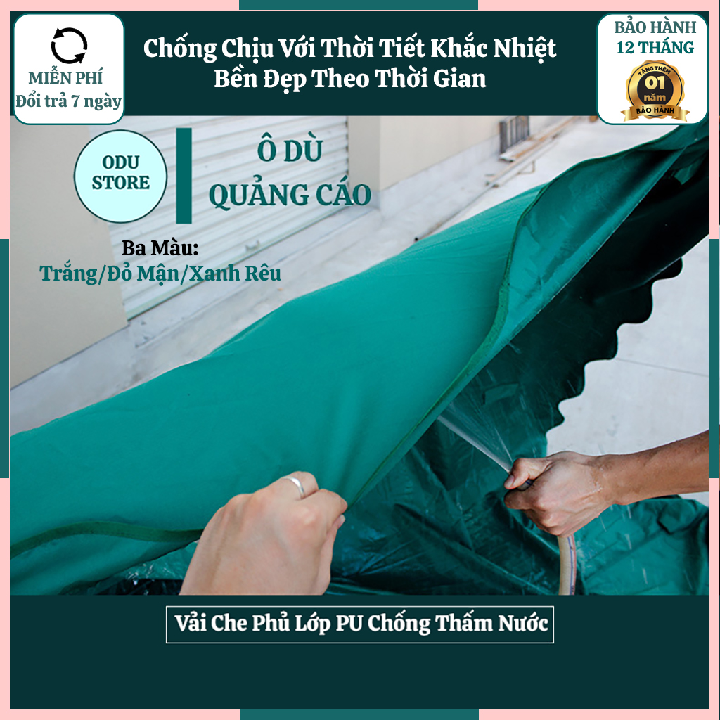 Vải mái ô dù lệch tâm vuông 2m5x2m5 và tròn 3m nhập khẩu nguyên chiếc có in logo thương hiệu bảo hành 3 năm