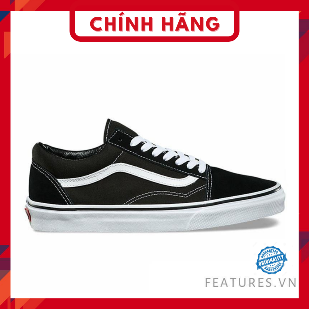 Vans old skool black white ship us
