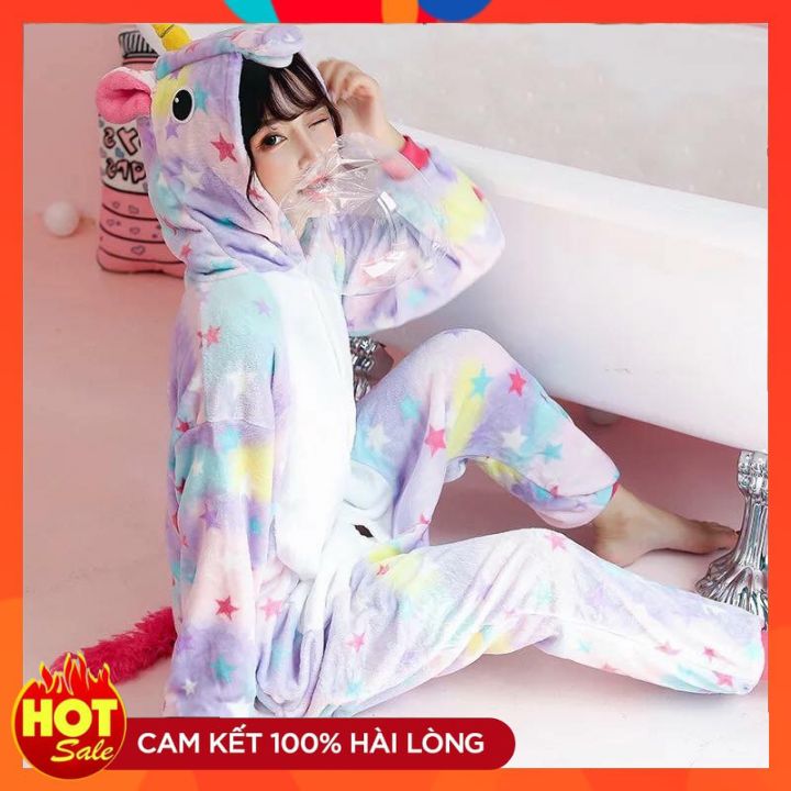 Bộ đồ thú unicorn star 💜 freeship 💜 bộ đồ thú unicorn sao đủ size người lớn và trẻ em