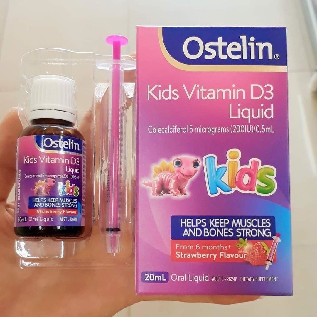 Siro Dạng nước Ostelin Kids Vitamin D3 Liquid 20ml vị dâu Strawberry