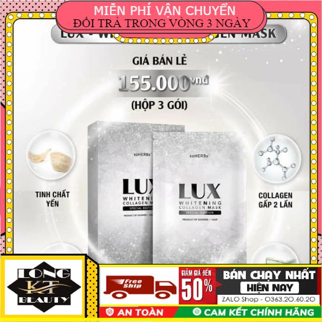 Chính hãng Xả hàng Ủ Trắng Lux Yến Tươi Collagen soHERBs Ủ trắng da, truyền trắng, ủ tinh chất, tắm trắng, white