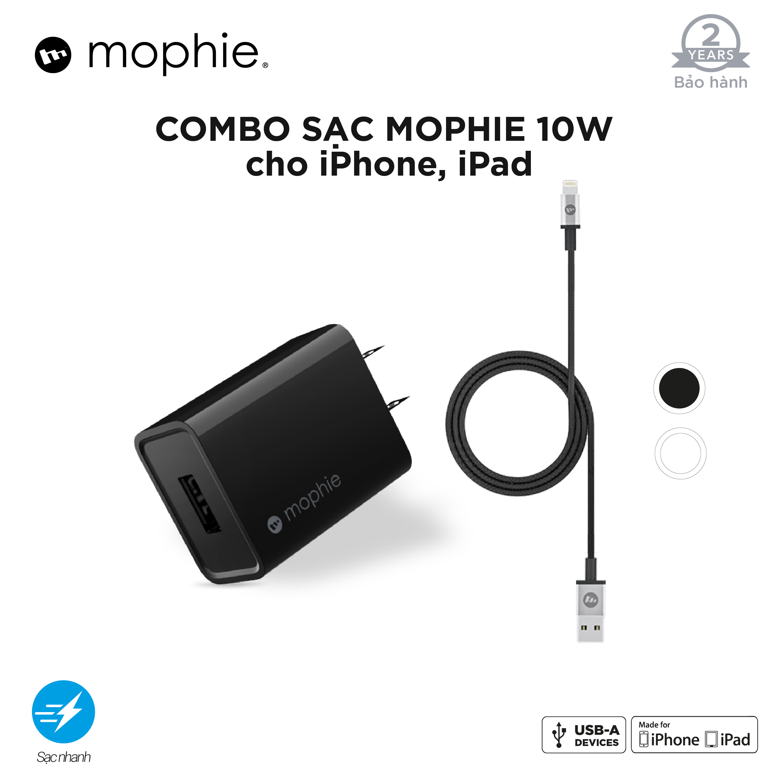 Combo sạc mophie 10w cho ip/tablet táo