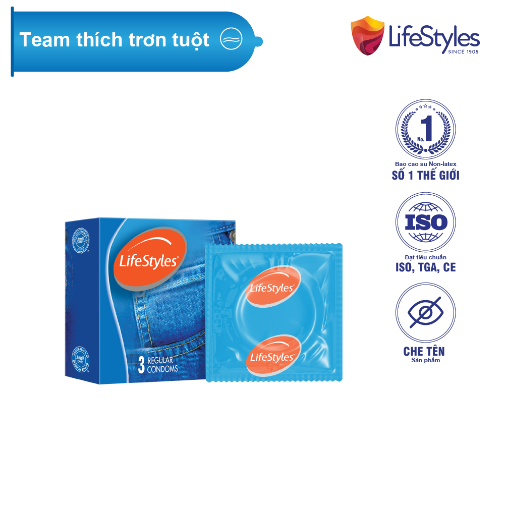 Bao cao su lifestyles classic thiết kế mỏng ôm sát cao cấp hộp 3 bao