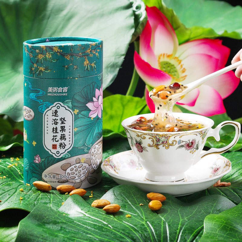 [M9 - 300gr] Bột củ sen hòa tan hoa quế chi hạnh nhân MEIZHOUSHIKE 300gr