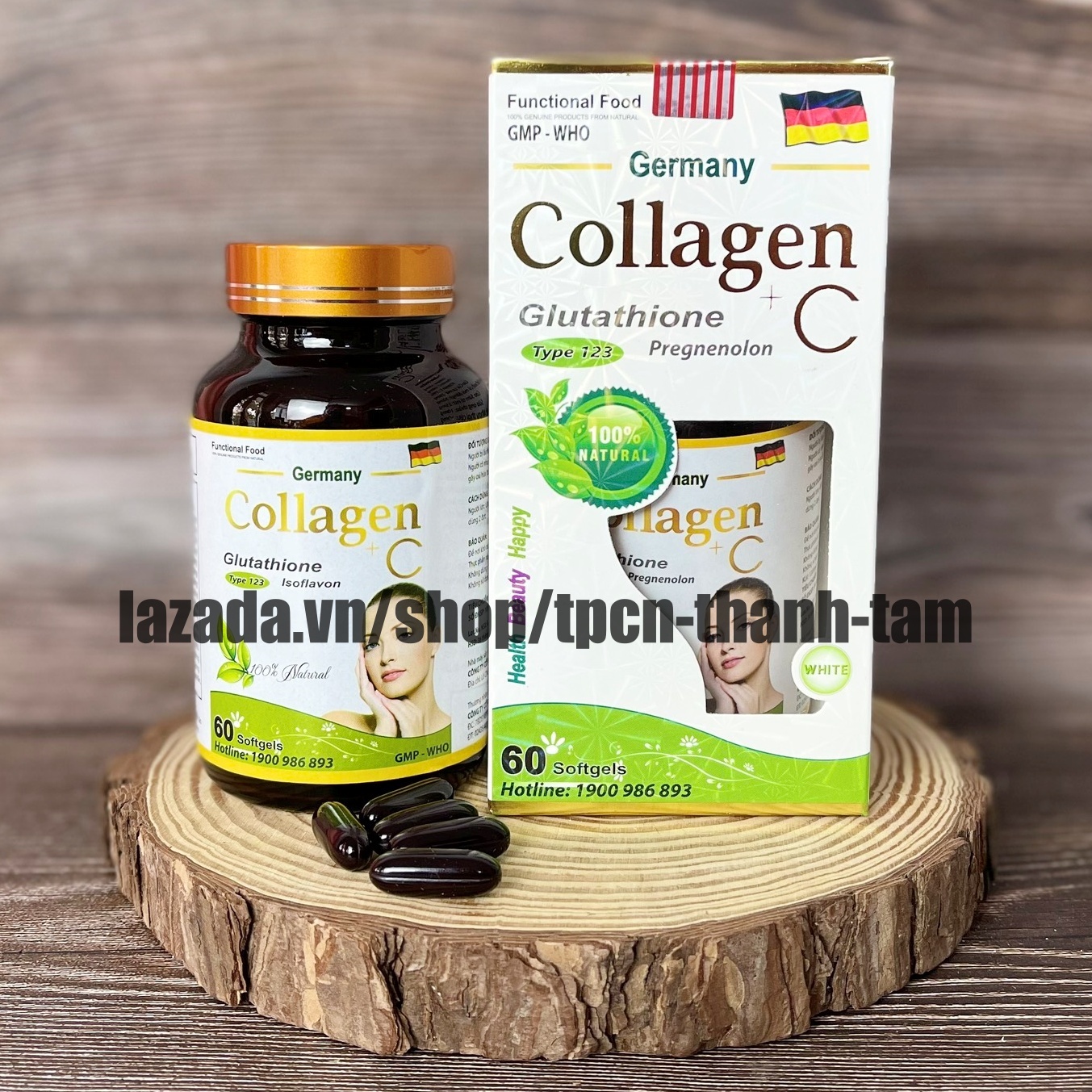 [ Mẫu mới ] Viên uống COLLAGEN +C hỗ trợ làm đẹp da sáng da trắng sáng da - Hộp 60 viên tiêu dùng 30 ngày