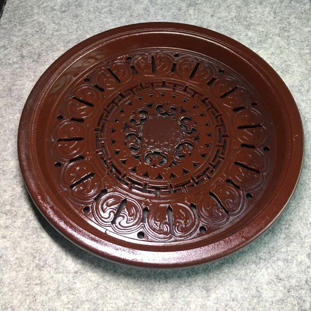 Khay trà nhựa tròn nâu giả gỗ 35cm
