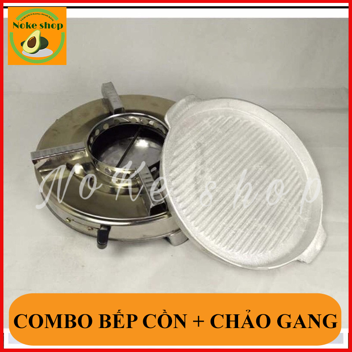 BẾP CỒN INOX HÀNG LOẠI 1 TẶNG KÈM CHẢO GANG