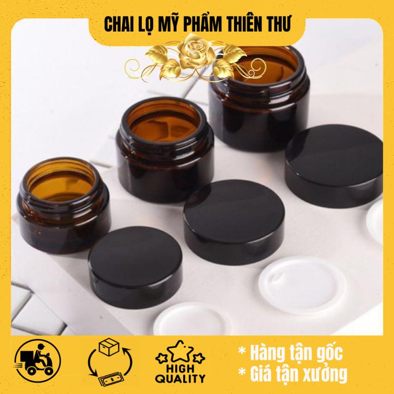 Hủ đựng kem thủy tinh nâu / hủ chiết kem