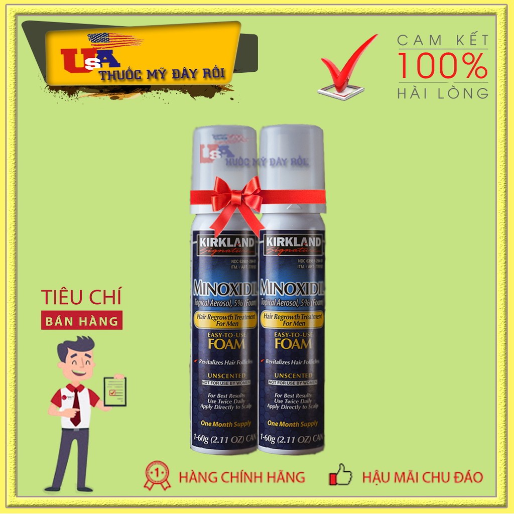 Minoxidil 5% dạng bọt mọc râu tóc kirkland mỹ combo 2 lọ không dị ứng da