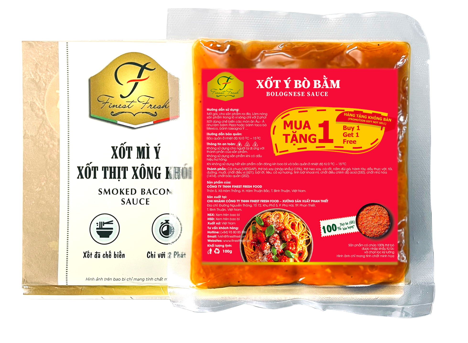 Xốt Ý -Thịt Xông Khói Hảo Hạng, không cần chế biến, nấu trong 2 phút - Gói 200G