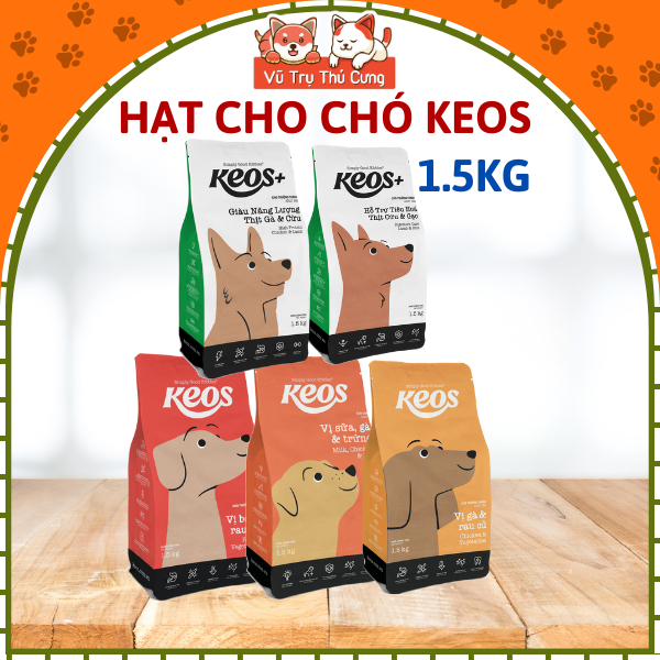 (1.5Kg) Thức Ăn Hạt Cho Chó Keos Tốt Cho Tiêu Hóa, Bổ Sung Rau Củ