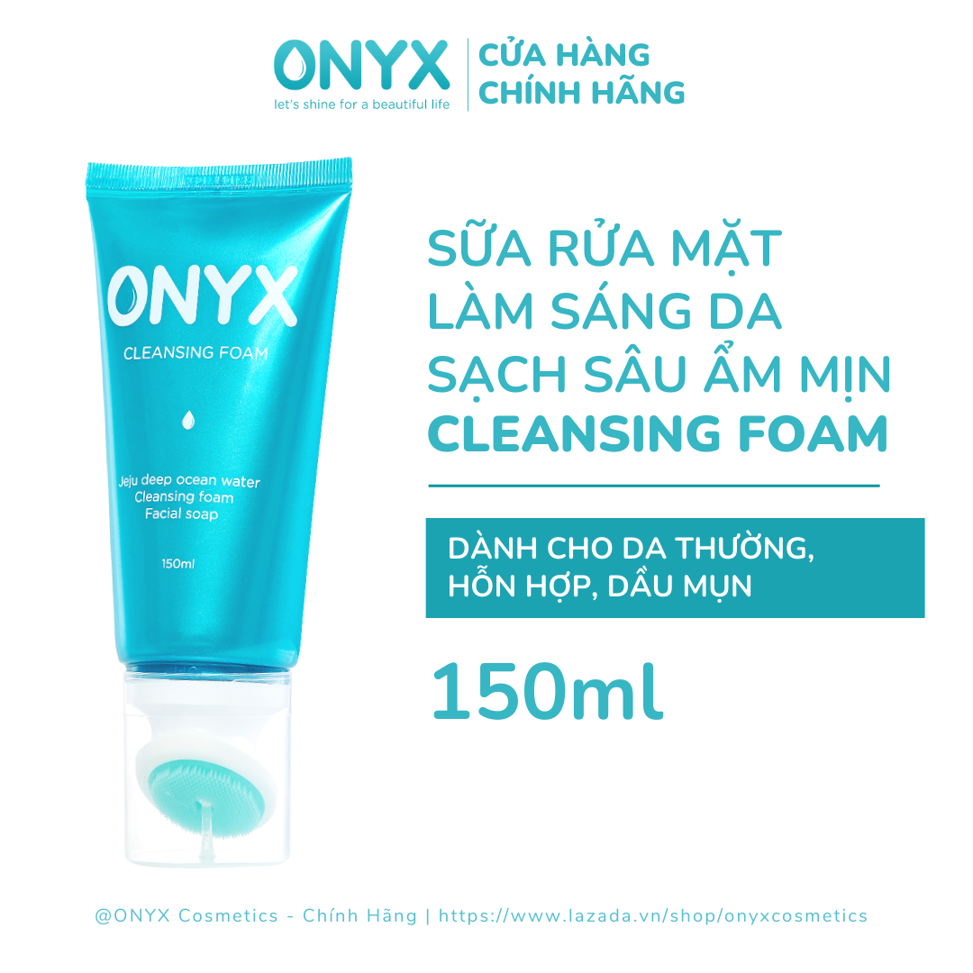 Sữa rửa mặt onyx kèm đầu cọ massage làm sạch sâu & tẩy tế bào chết dịu nhẹ 150ml onyx cosmetics bảo thy