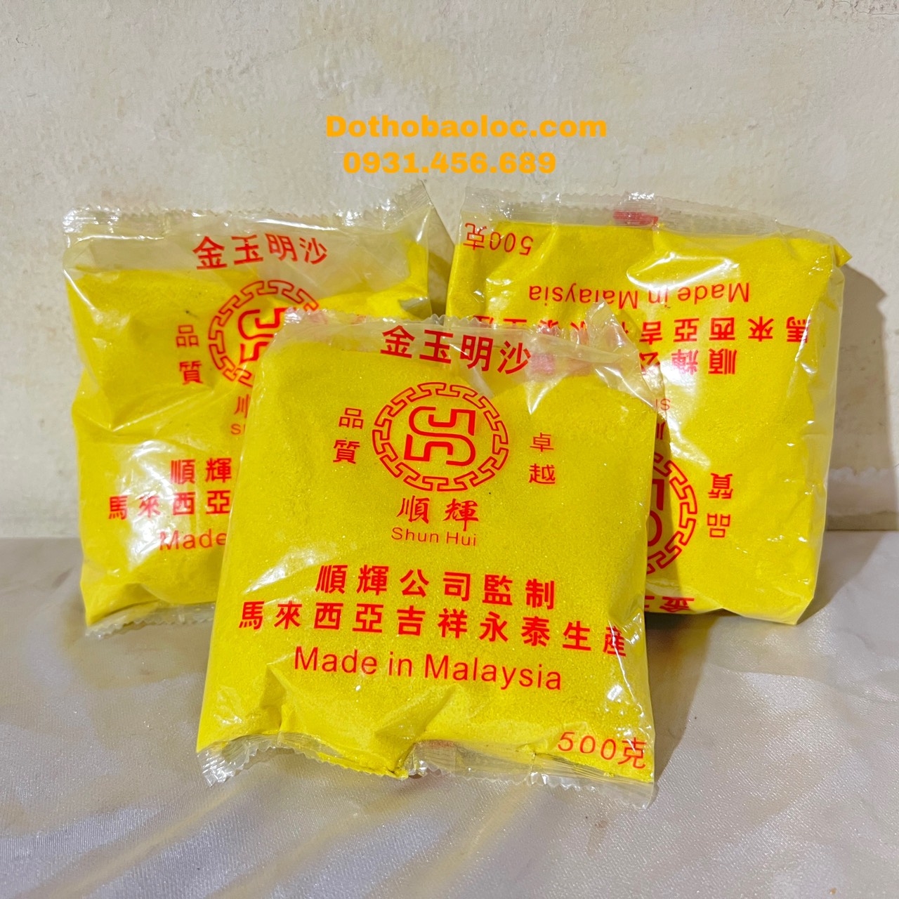 Cát kim sa, cát vàng lư hương – tro vàng để bát hương thờ 500g