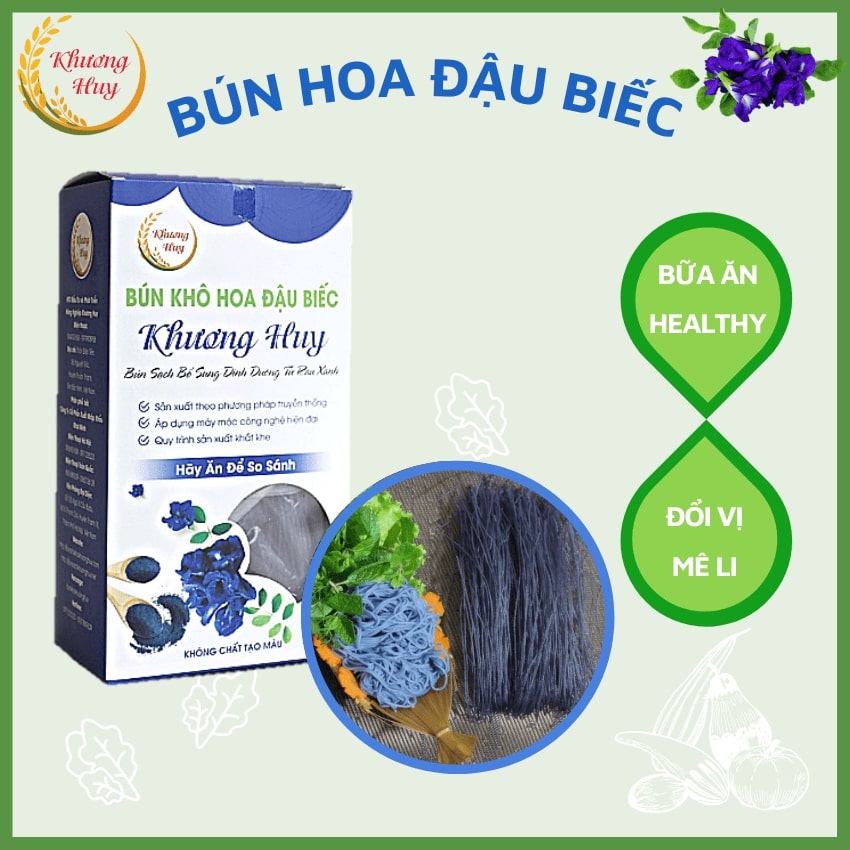 Bún khô hoa đậu biếc 300g trụng ra 1kg bún tươi/bún gạo khô khương huy ngon như bún tươi sấy khô - bún khô giòn giai, mềm dẻo, không nát, không bở/ đặc biệt không cần ngâm, chế biến trực tiếp 3 tới 5 phút