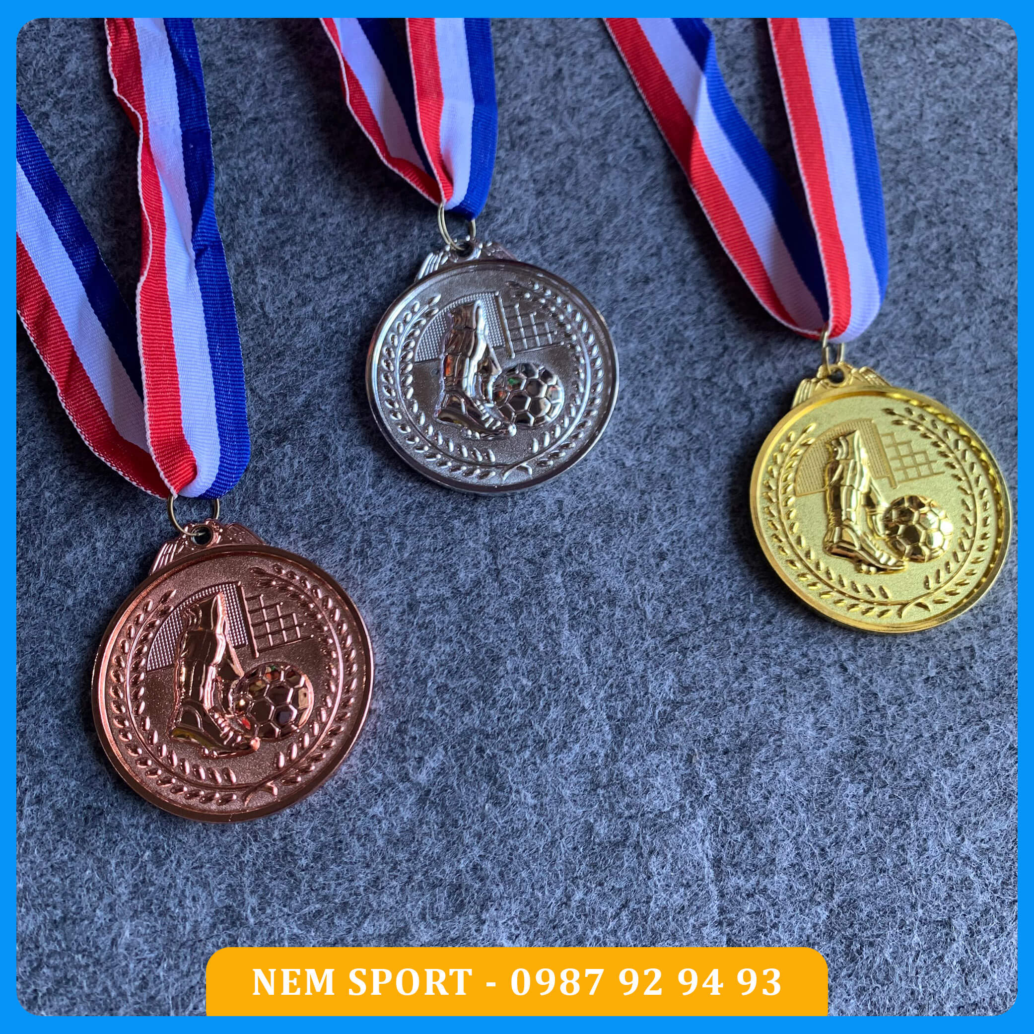 Huy chương Đá Bóng Kim Loại Vàng - Bạc - Đồng Rẻ