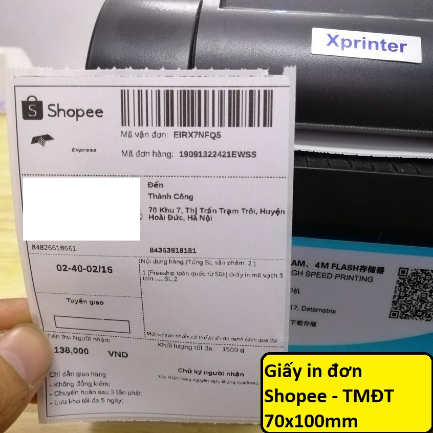 Giấy in đơn hàng tự dính , đơn TMĐT A7 khổ 75x100mm