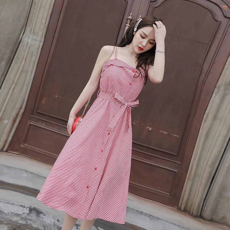 ĐẦM 2 DÂY CARO DỊU DÀNG NỮ TÍNH