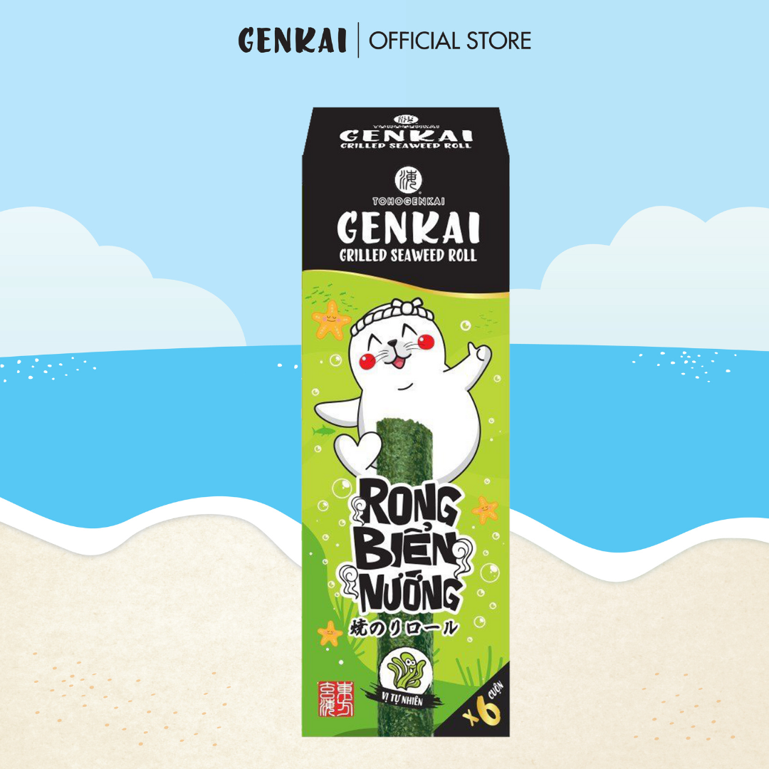Snack Tảo Biển Nướng Cuộn GENKAI Vị Tự Nhiên 21.6g (3.6g x 6gói)