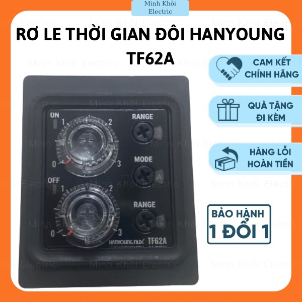 Rơ le thời gian luân phiên Timer Hanyoung TF62A kèm đế, twin timer hanyoung TF62A, bộ định thời gian đôi,bộ đếm,đồng hồ đo vạn năng TF62A, rơ le thời gian đôi