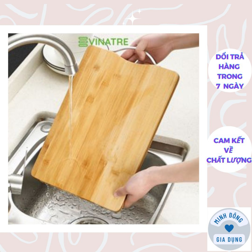 Thớt Gỗ Tre Vinatre Tha2 Có Quai Cầm, Kháng Khuẩn, Chống Nấm Mốc Sỉ Lẻ