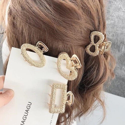 Set 5 kẹp tóc càng cua hàn quốc màu vàng hot trend siêu xinh cute - bộ 5 món kẹp tóc vàng