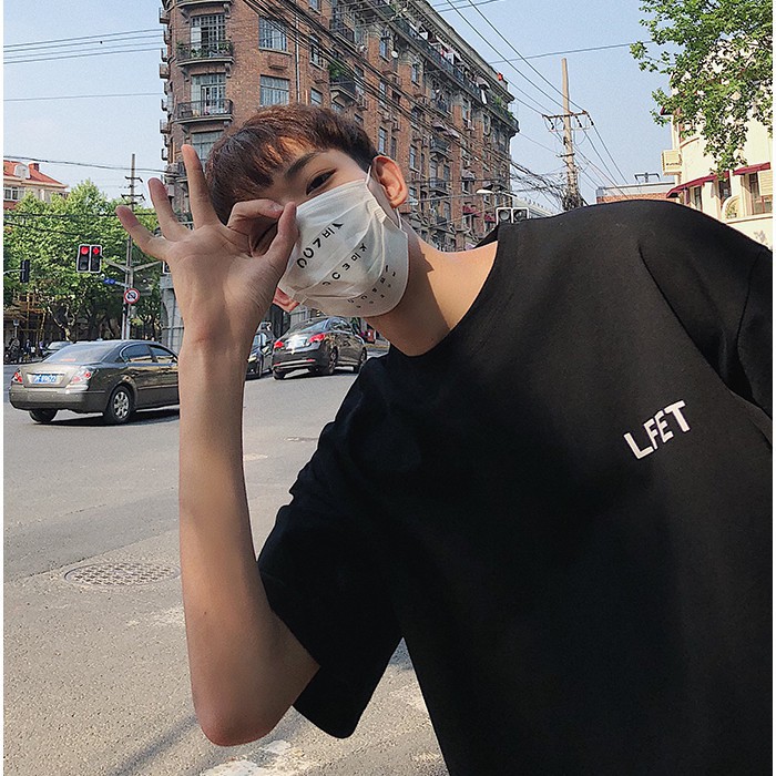 Áo phông nam nữ LF tay lỡ dáng unisex form rộng trắng đen basic, áo thun nam nữ oversize streetwear