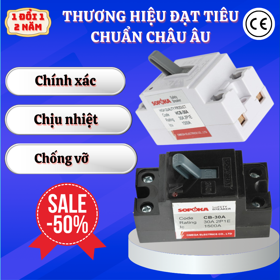 Atomat tự động sopoka hcb, aptomat đạt tiêu chuẩn châu âu 10a, 20a, 30a, 40a, chính xác chịu nhiệt chống cháy, cb chống giật, cb ngoài trời