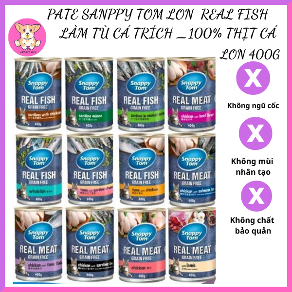 Pate snappy tom lon 400g real fish - pate cho mèo snappy tom từ cá trích thật