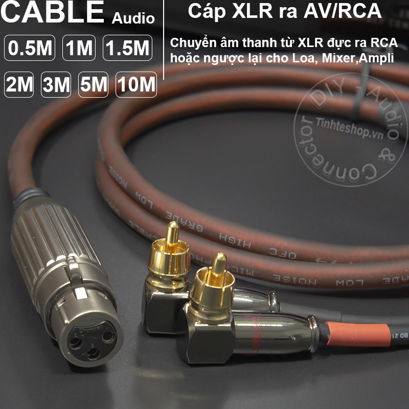 Dây canon cái ra 2 av diy 0.5m đến 5m - cáp xlr sang rca