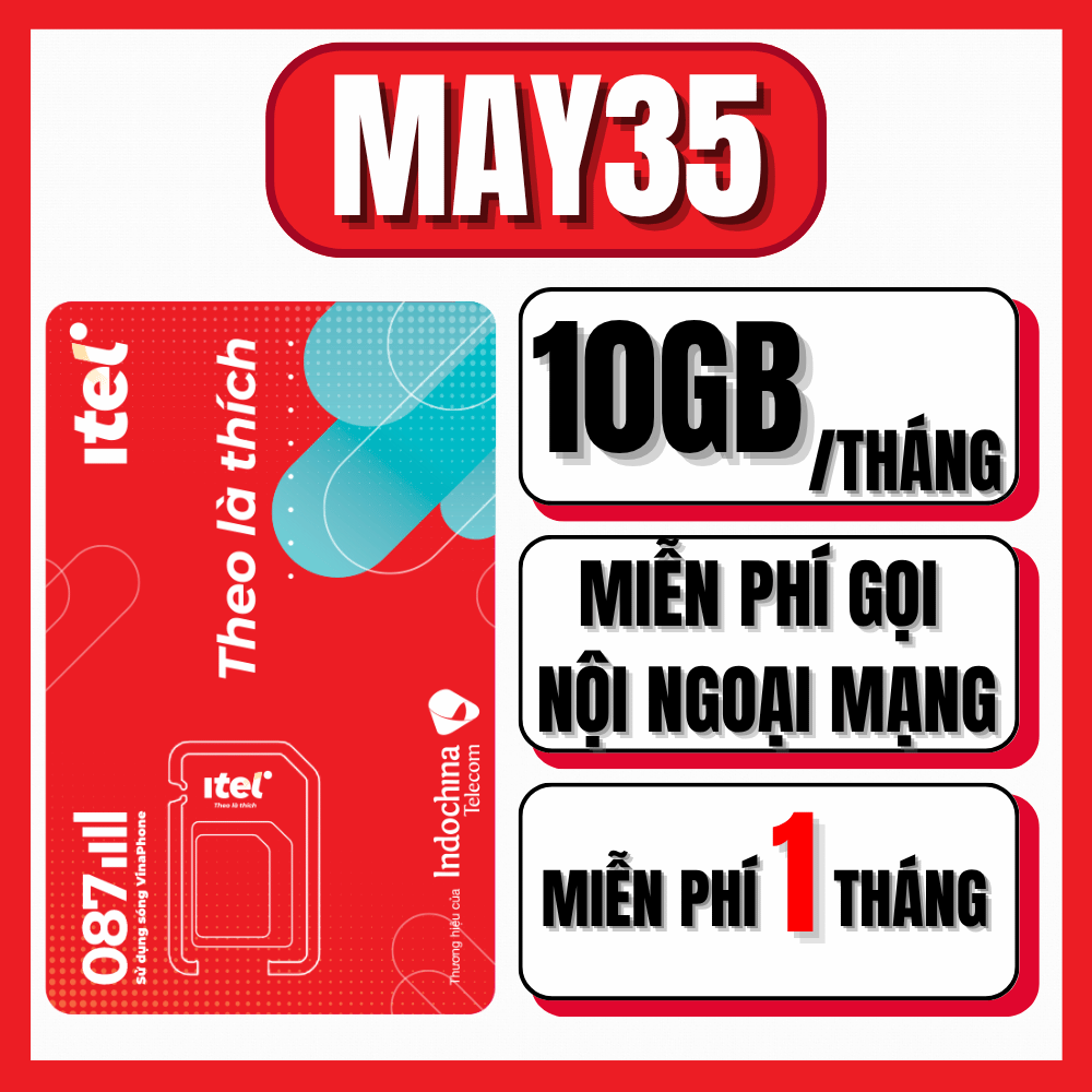  Sim Itel 4G Vinaphone Truy cập MXH Không Giới Hạn Kèm Gọi Điện Không Mất Phí Miễn Phí Tháng Đầu MAY35 MAY69S MAY79 MAY89S | FREESHIP - CHƯA KÍCH HOẠT 
