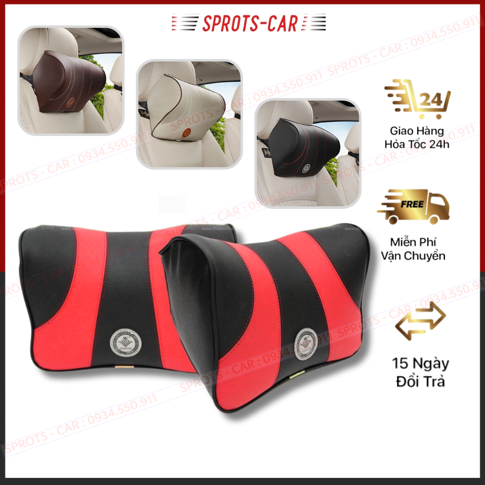 Gối tựa đầu cao su non đúc nguyên khối bọc da cao cấp cho xe hơi ghế văn phòng siêu đàn hồi