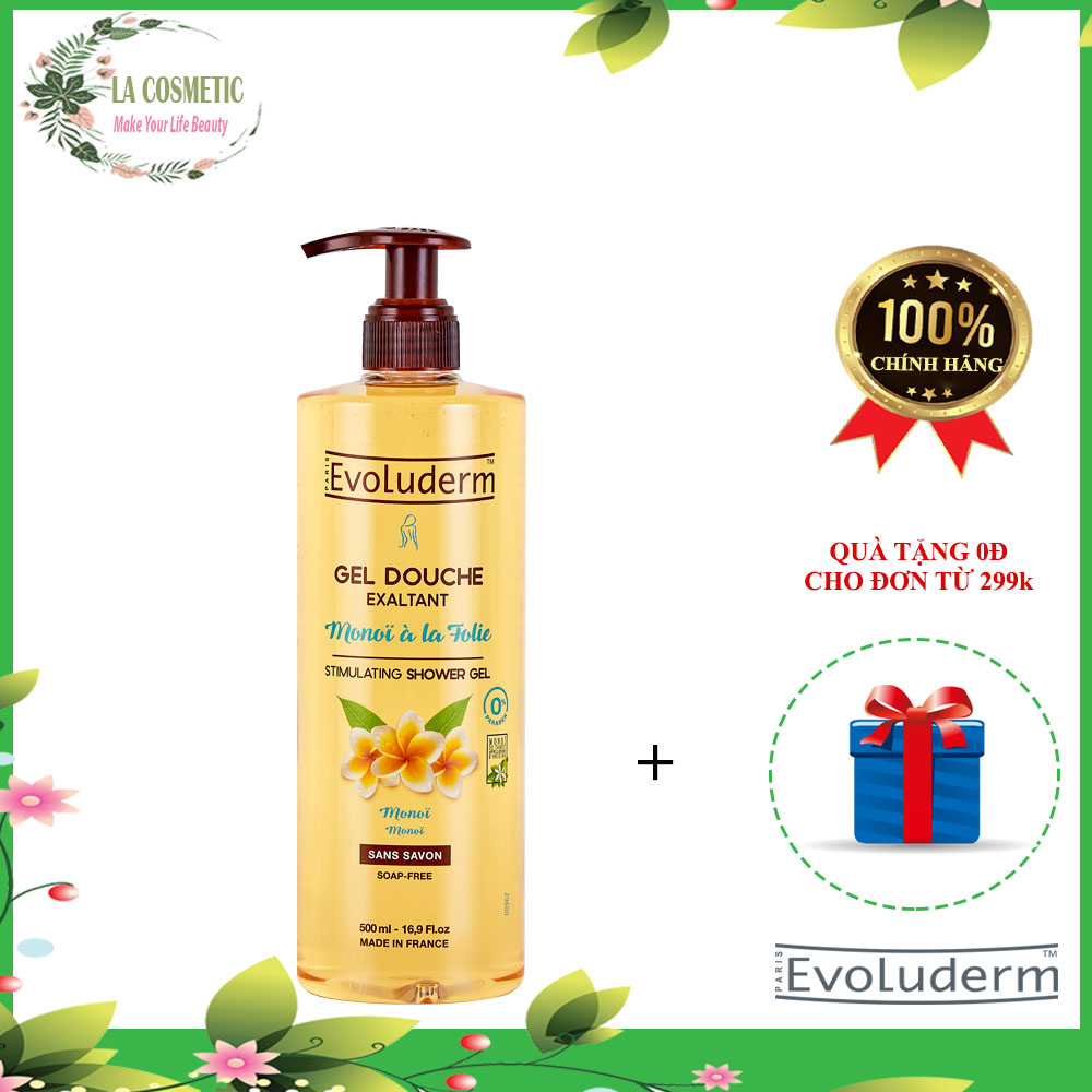 Gel tắm Evoluderm chiết xuất Hoa Sứ Monoi từ Tahiti 500ml