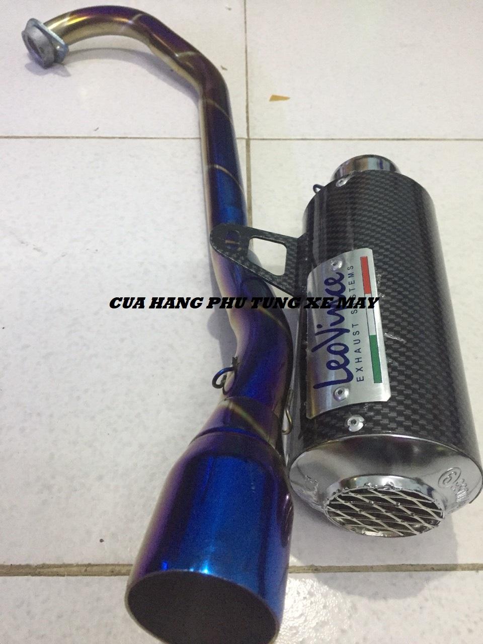 Trọn bộ pô Leovince tròn cacbon kèm cổ Titan cho xe Exciter 135/ Exciter 150/ R15 V3/ Winner 150/ Winner X/ Raider/ Satria/ Sonic/ Fz