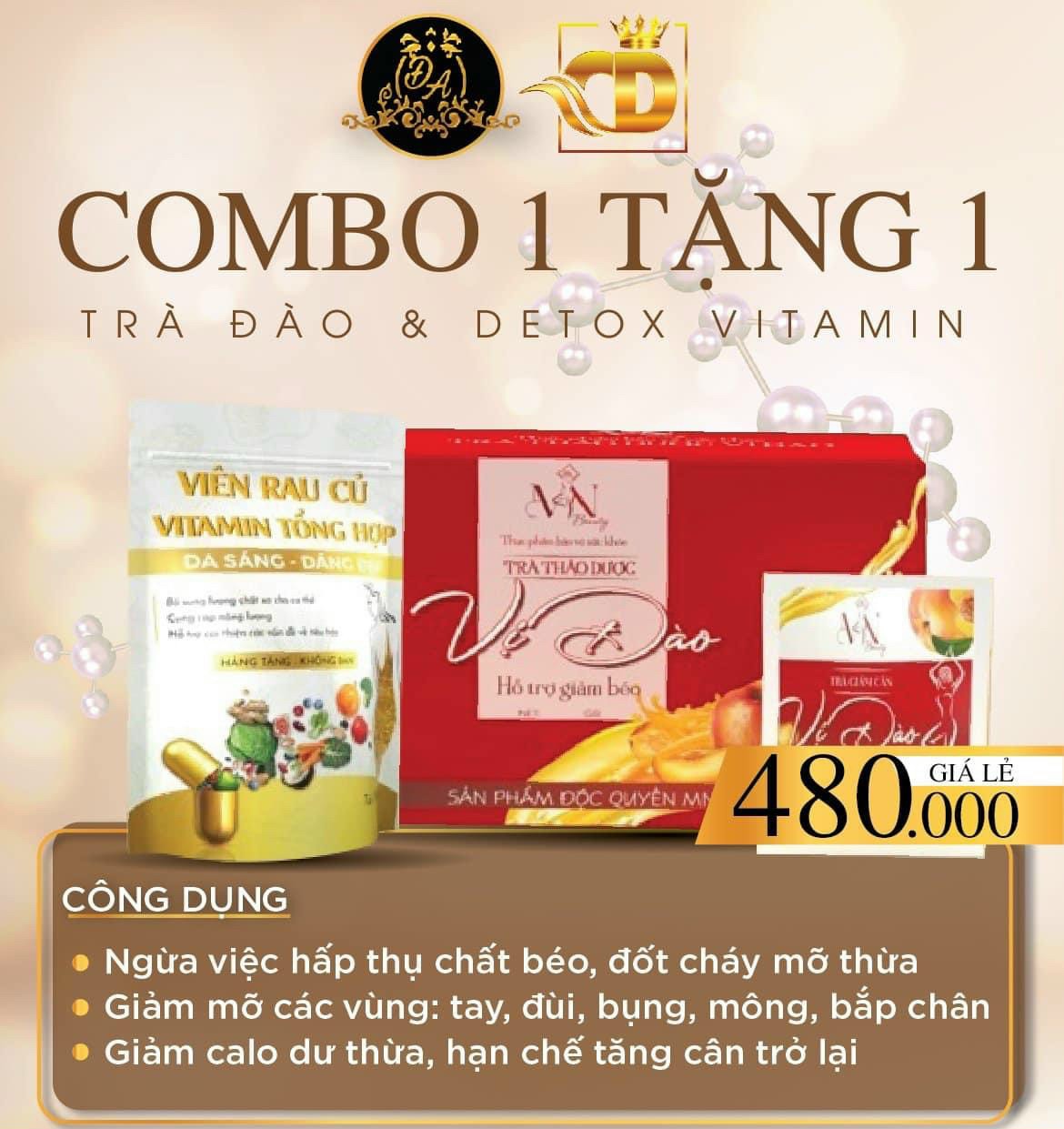 Combo 2 HộpTrà Đào Giảm Cân X3 Đông Anh Tặng Kèm Detox chính hãng công ty Đông Anh - trà thảo dược vị đào giảm béo