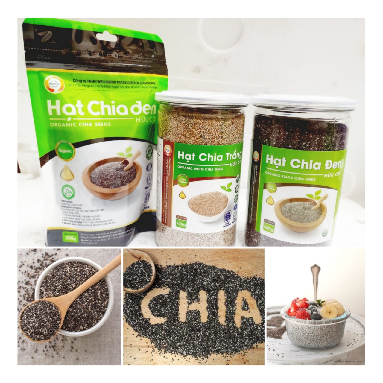 Hạt chia trắng/đen nhập khẩu hữu cơ chia seeds Wellbeing