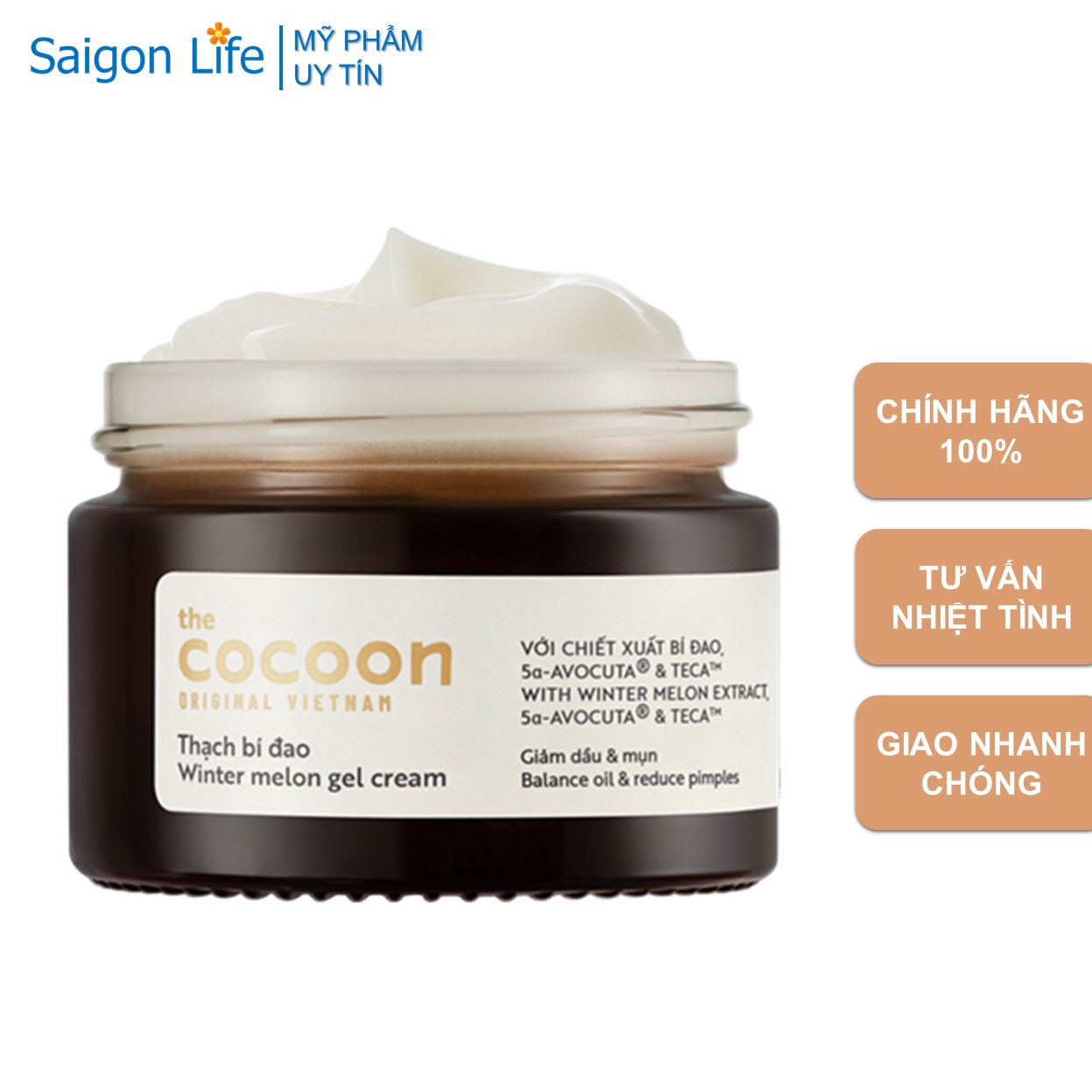 Thạch bí đao cocoon cấp ẩm và ngừa mụn cocoon winter melon gel cream 30ml