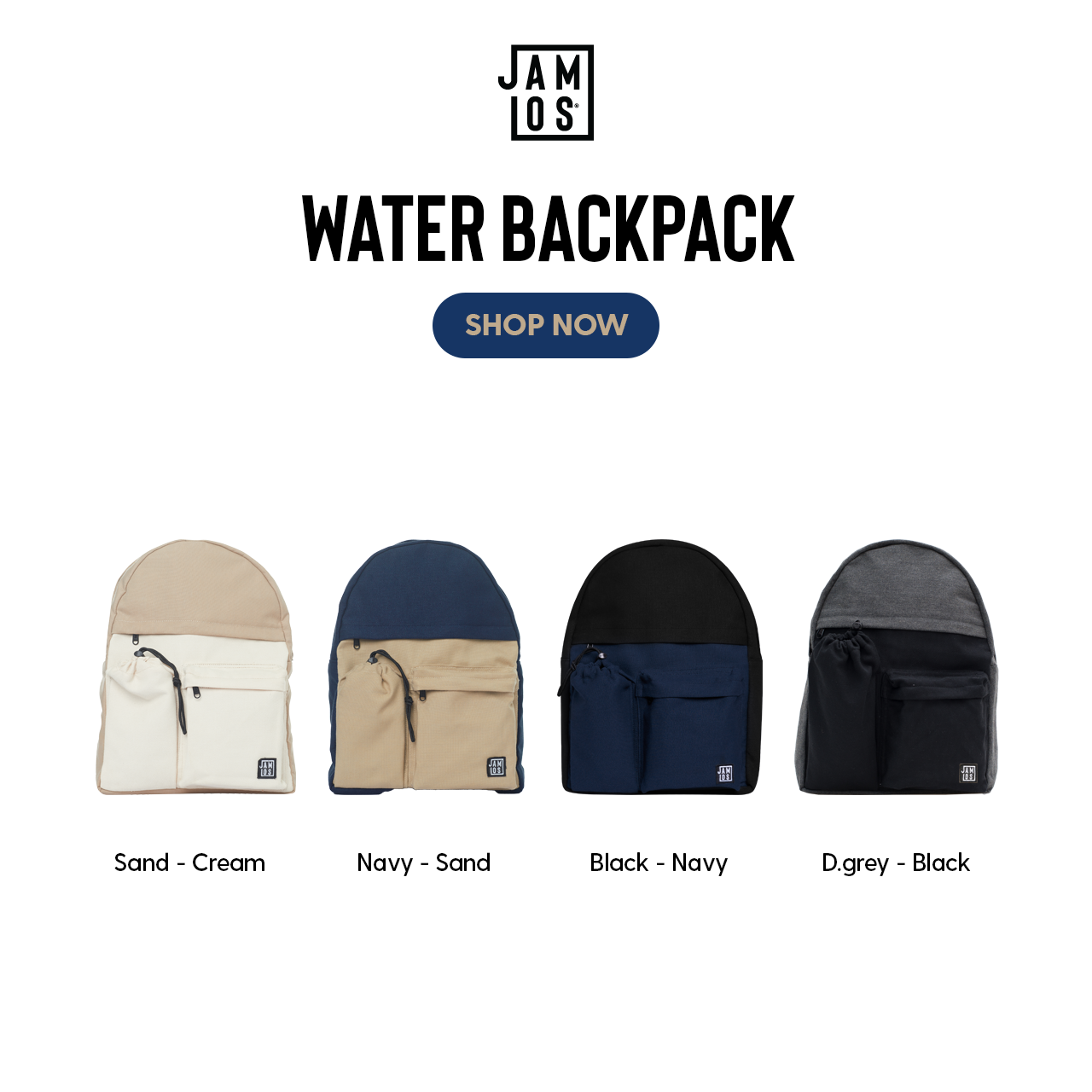 Jamlos Water Backpack - Balo vải canvas thời trang đi học đi làm nhiều ngăn đựng bình nước vừa laptop 14inch A4