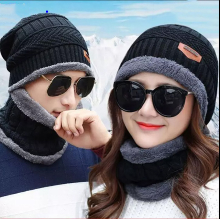 Mũ Len Trùm Đầu Nam Nữ Kèm Khăn Quàng Cổ Cho Mọi Lứa Tuổi - 5