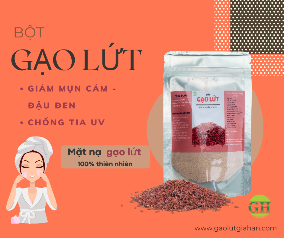 BỘT GẠO LỨT dùng để ĐẮP MẶT NẠ . GIÚP NGỪA MỤN CÁM - MỤN ĐẬU ĐEN , CHỐNG TIA UV [ 100g ] 100% thiên nhiên, thích hợp cho mọi loại da.