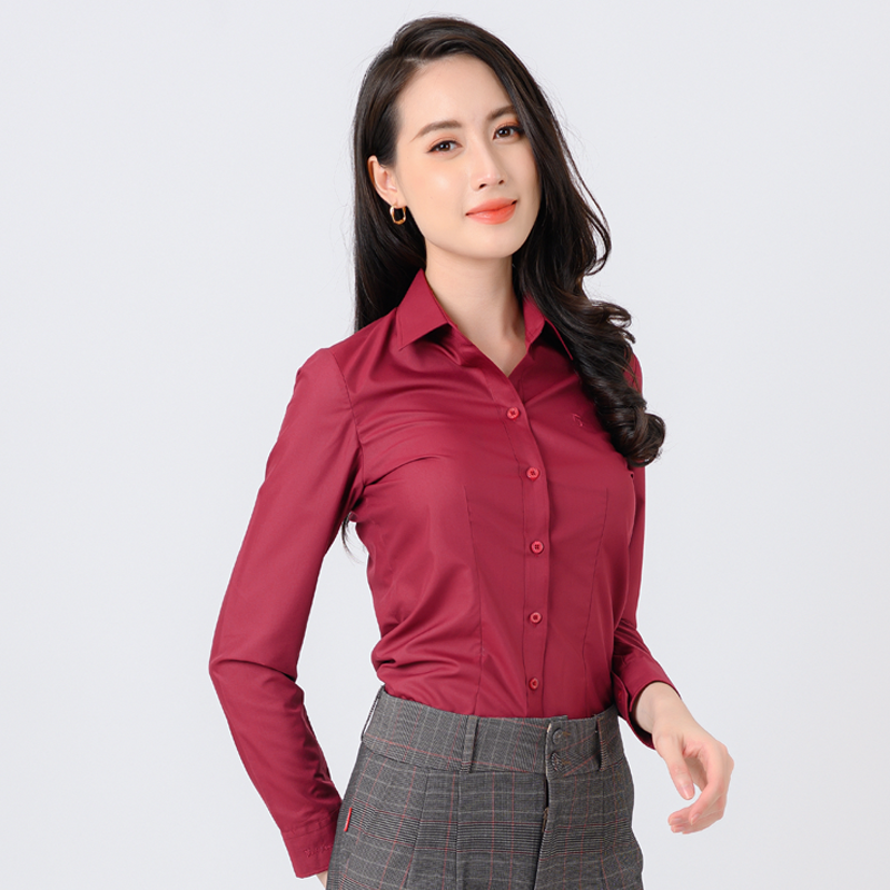 Áo sơ mi nữ dài tay trơn Thái Hòa 047 - 12 -01