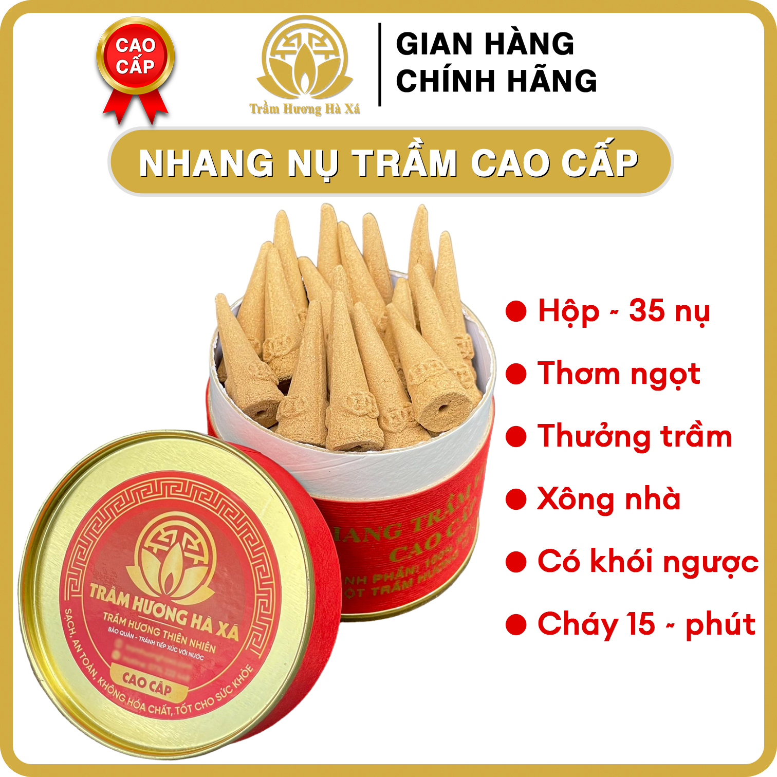 Nhang nụ trầm hương loại cao cấp sạch thơm tự nhiên đốt xông nhà tẩy uế HÀ XÁ đồ thờ cúng phong thủy khử mùi và làm thơm không gian