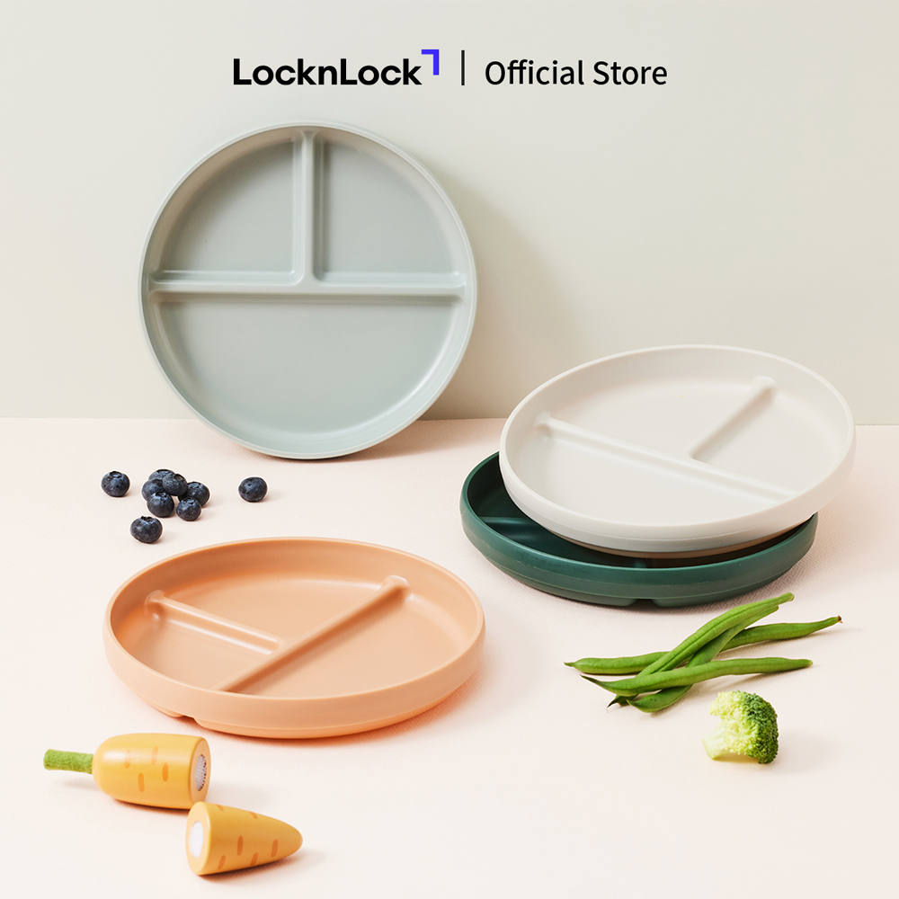 Bộ 2 Dĩa chống trượt LocknLock Little Luv cho bé, chất liệu silicone HPP962 - 2 Màu Xanh Lá / Hồng