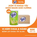 Thùng 28 Lon Bánh Lát Snack Khoai Tây Slide Vị Kem Chua & Hành 60g