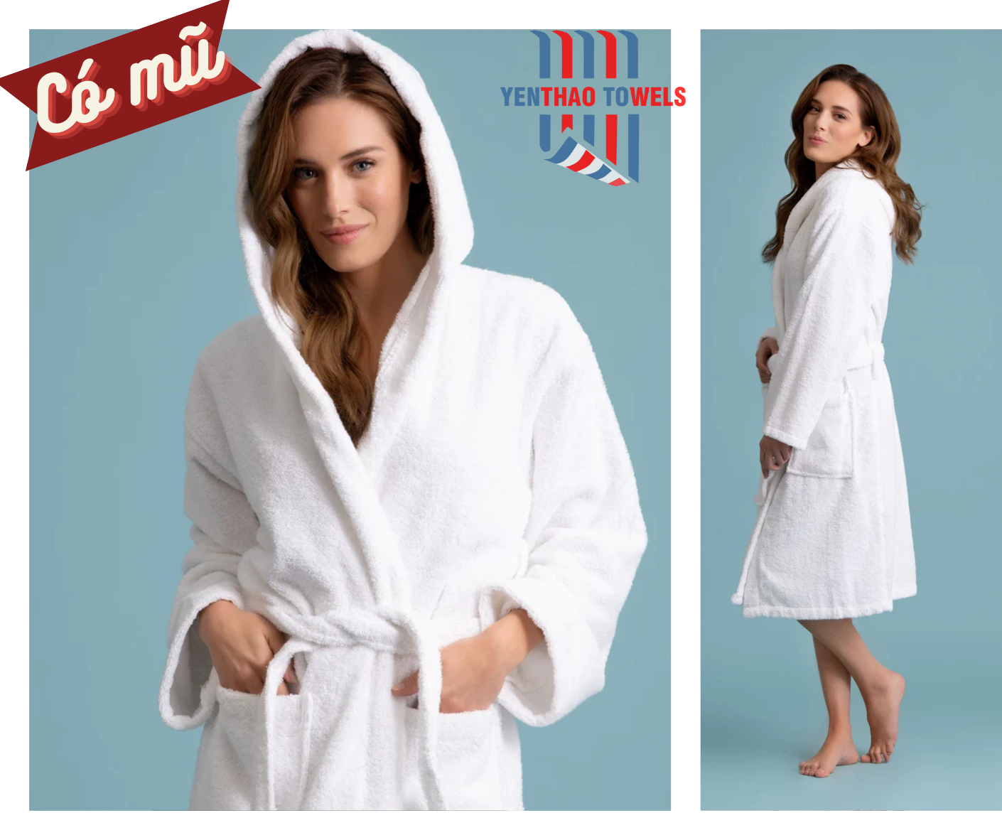 Áo Choàng Tắm Khách Sạn Trắng Bông Mịn Nam Nữ Cao Cấp Hàng Việt Nam Chất Lượng Cao Siêu Mềm Mại Thấm Hút Tốt