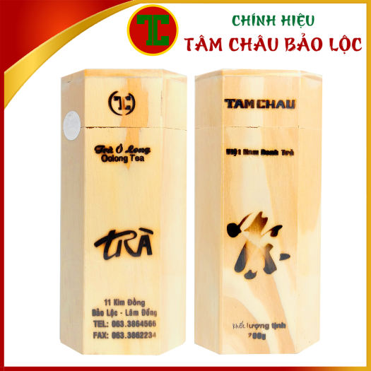 Trà Oolong Tâm Châu hộp gỗ 200gr- quà biếu sang trọng