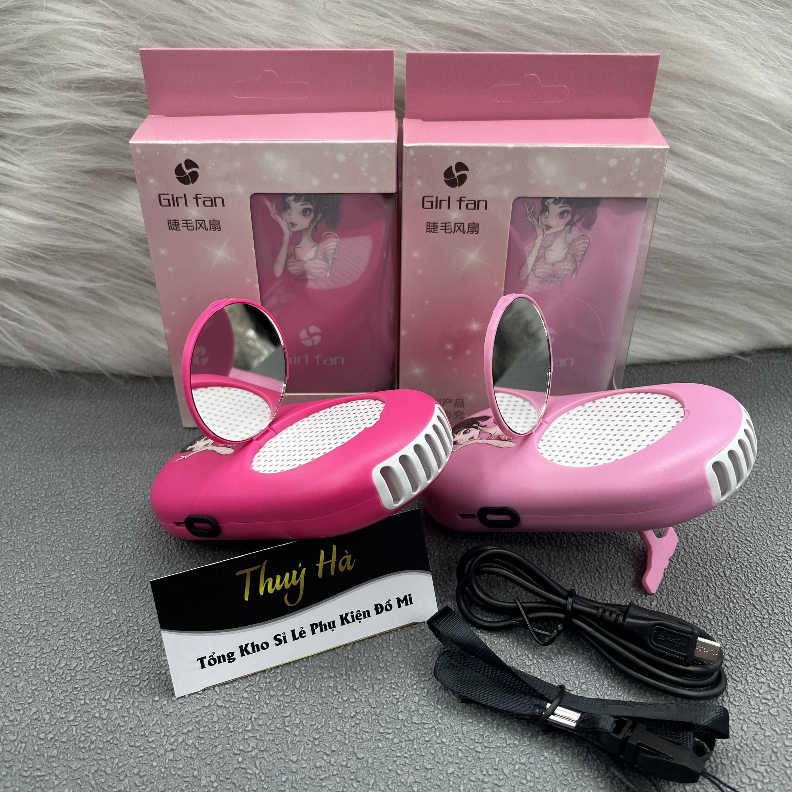 quạt thổi mi Cô Gái có gương_quạt sấy mi tích điện_dụng cụ nối mi-Thúy Hà Eyelashs