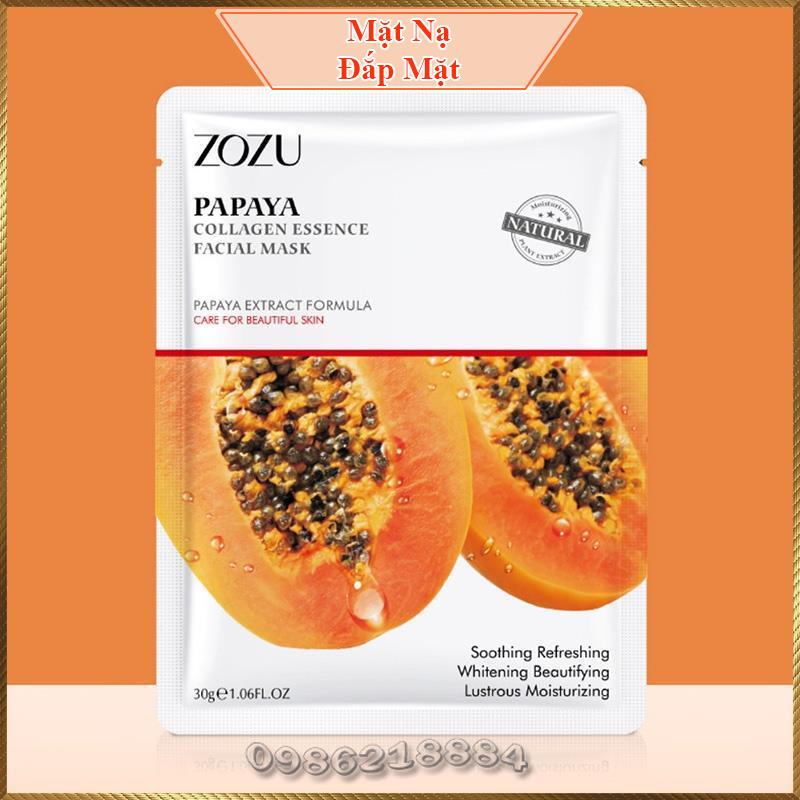Mặt nạ tinh chất Đu Đủ Zozu Papaya Collagen Essence Facial Mask cấp ẩm chuyên sâu mềm mịn da