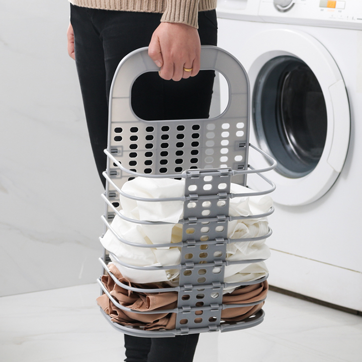 Giỏ nhựa treo tường Việt Nhật đựng quần áo và đồ dùng sinh hoạt có thể gấp gọn tiết kiệm không gian, giỏ đựng quần áo - Giỏ nhựa đựng quần áo treo cạnh máy giặt và đồ dùng sinh hoạt treo tường