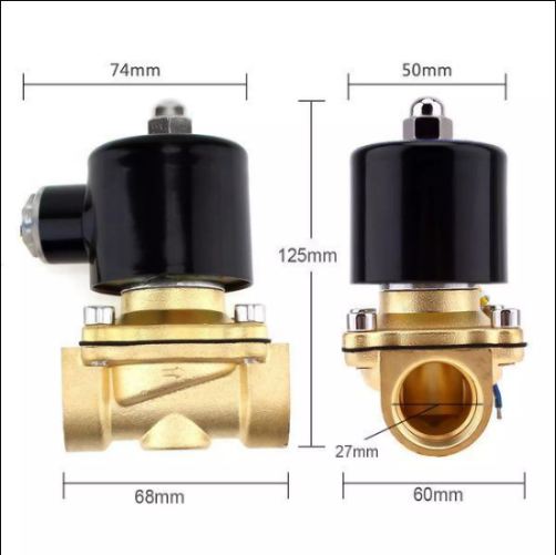 Van điện từ phi 21, phi 27,phi 34 thường đóng 220V, van nước điều khiển bằng điện, chất liệu đồng đúc