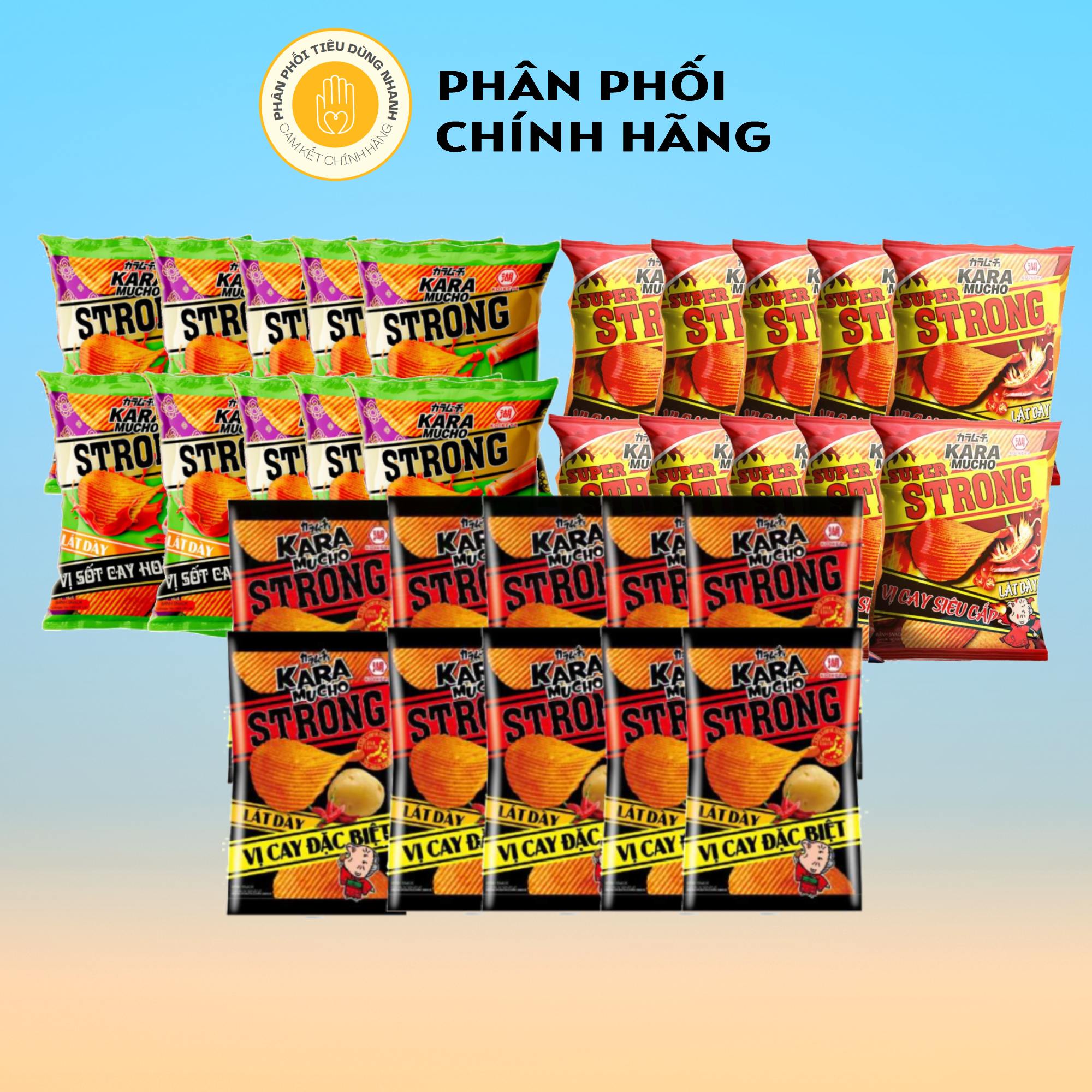  Lốc 10 Gói Bánh Snack Khoai Tây Karamucho Strong Lát Dày Vị Cay Đặc Biệt 26g gói 
